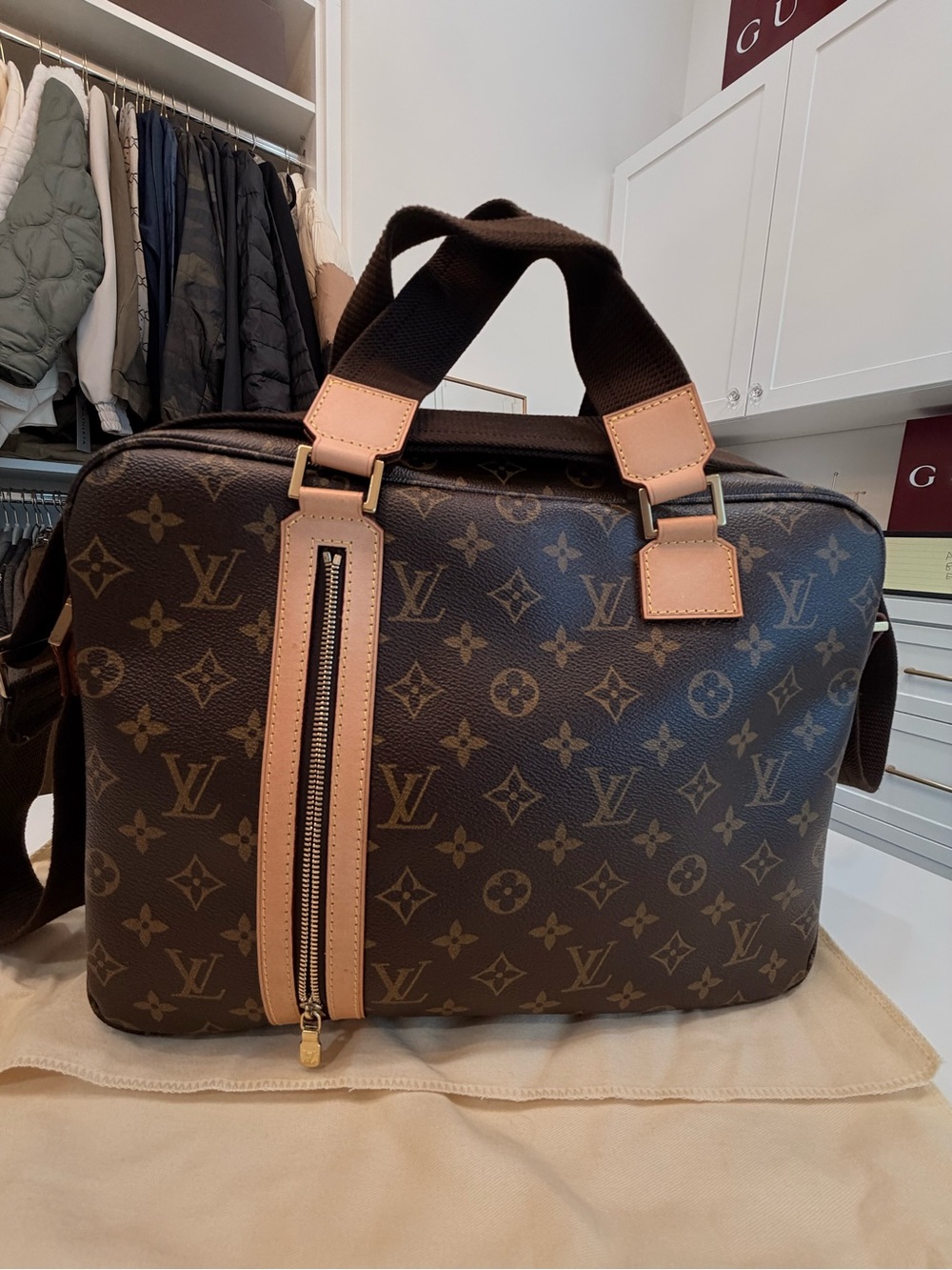 Louis Vuitton Monogram Canvas Brown & Tan Travel Satchel